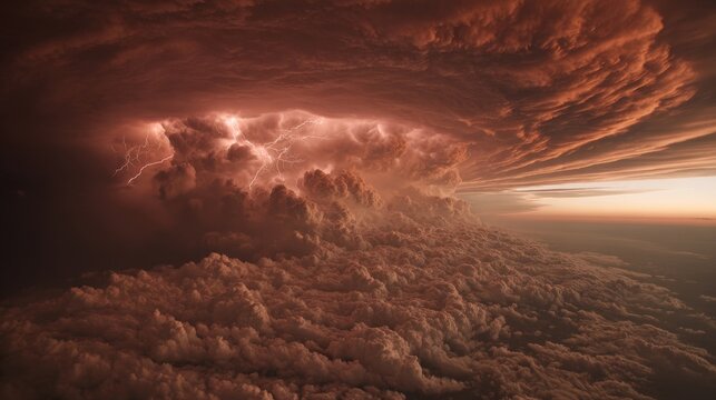 Spectacular Supercell Storm Cloud Illuminated From Within by Powerful Lightning