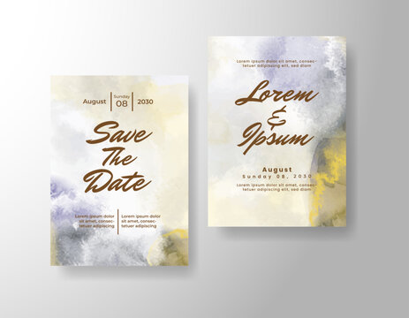 Wedding invitation with abstract splash watercolor