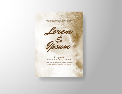 Wedding invitation with abstract splash watercolor