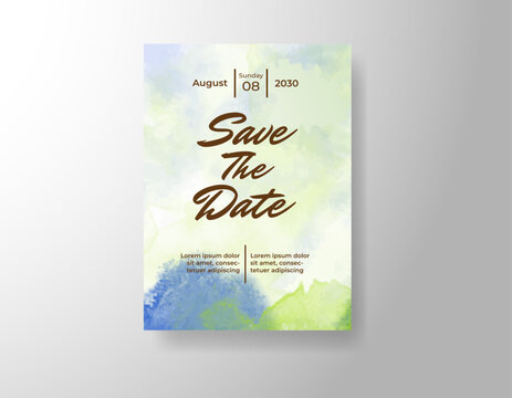 Wedding invitation with abstract splash watercolor