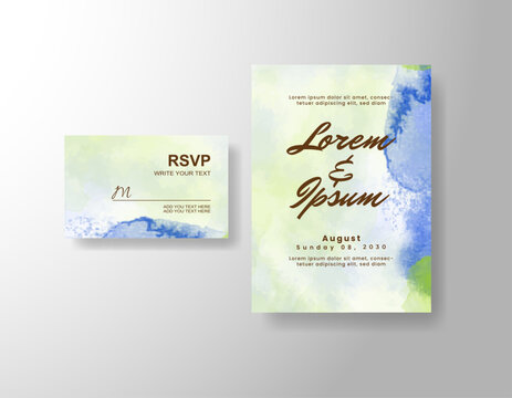 Wedding invitation with abstract splash watercolor