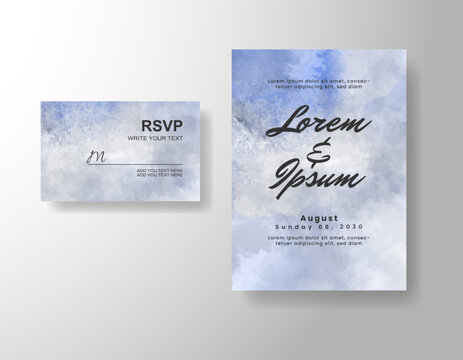 Wedding invitation with abstract splash watercolor