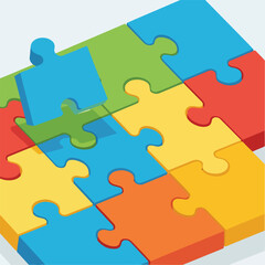 Fototapeta premium A partially completed puzzle with colorful interlocking pieces