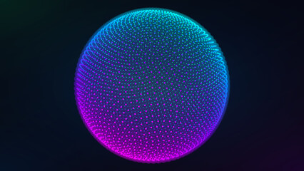 Luminous Magenta and Blue Spherical Orb with Glowing Core and Digital Mesh Pattern © MdMatiur