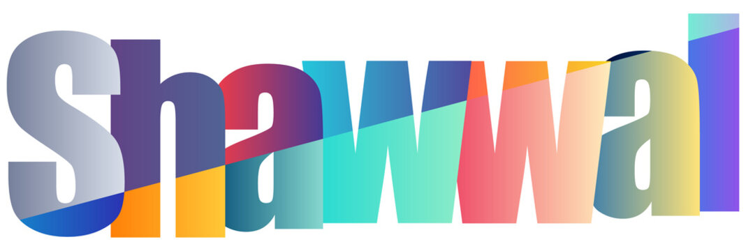 Colorful stylized text logo featuring word Shawwal with gradient lettering design
