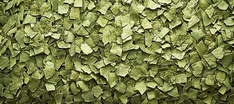 Dried Green Flakes and Colorful Vegetable Pieces Creating a Vibrant Food Background Close-Up