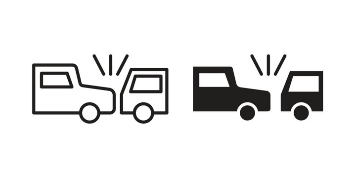 Rear end collision icon concept design set. Icon Element For Design