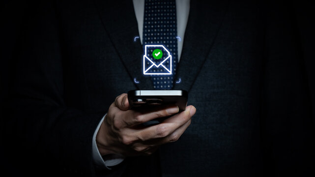 Secure email verification concept on smartphone for business communication and digital security