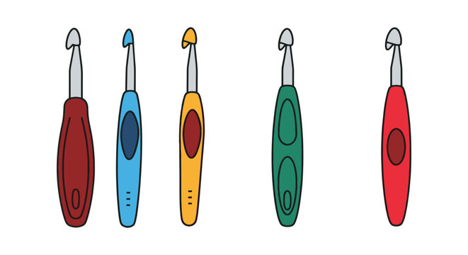 Tunisian Crochet Hook Line art abstract clean illustration vector