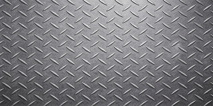 Seamless industrial diamond plate metal texture background with silver steel surface pattern rough metallic sheet design
