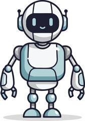 Fototapeta premium Cute robot character wearing headset for communication