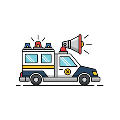 Fototapeta premium Emergency vehicle with loudspeaker on top