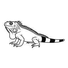 Fototapeta premium Detailed line drawing of a lizard with distinctive spiky back and striped tail
