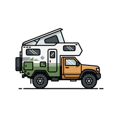 Obraz premium Camper truck with pop up roof on white background