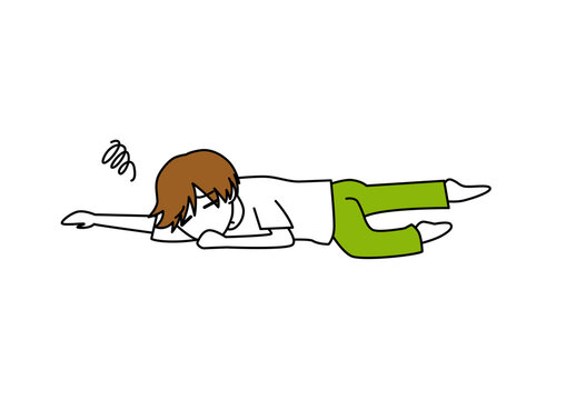疲れてうつ伏せで横になっている人