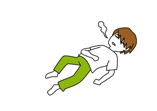 疲れて仰向けで横になっている人