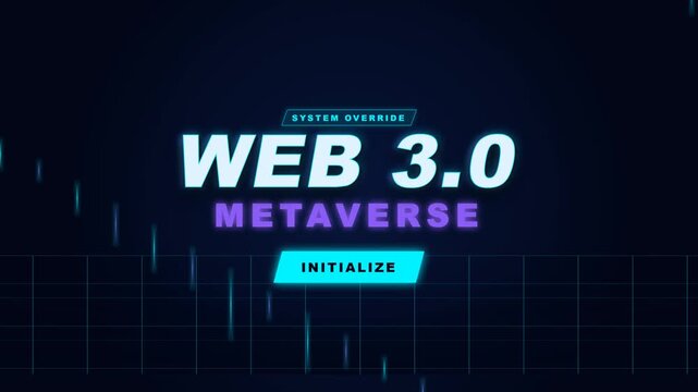 Web 3 0 Metaverse Initializing with Glowing Grid and Data Lines for Future Tech