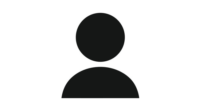 A simple black silhouette of a person s head and shoulders against a plain white background