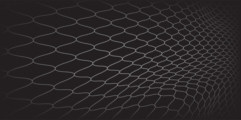 Fishing or soccer net. Repeated hexagon pattern. Black wired mesh texture isolated on white background.ilustrasion modern. © Haikal
