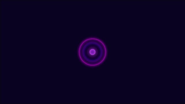Modern abstract glowing purple neon light concentric rings expanding shockwave pulse movement