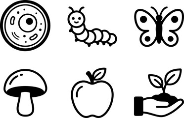 Naklejka premium Nature and Biology Icon Set for Ecology and Life Cycle
