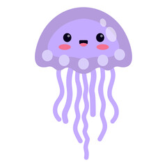 Naklejka premium Cute Jellyfish Character in Cartoon Design. Isolated Vector Illustration.