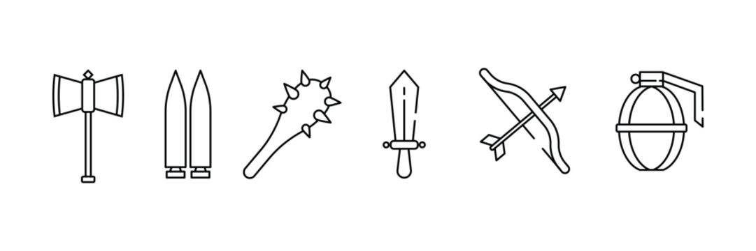 Modern Combat and Tactical Weaponry. Military Equipment Icons