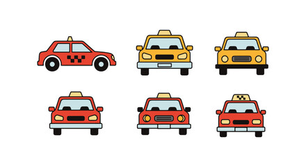 Fototapeta premium Taxi Line art vector set clean abstract