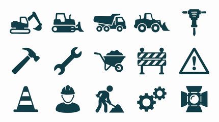 Construction and Industrial Work Icons Set: Tools, Equipment, and Safety © Creative Layer