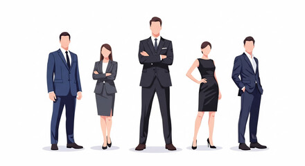 Obraz premium A diverse group of professionals standing confidently in business attire, representing teamwork and corporate success