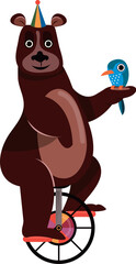 bear and bird cartoon style © HstrongART