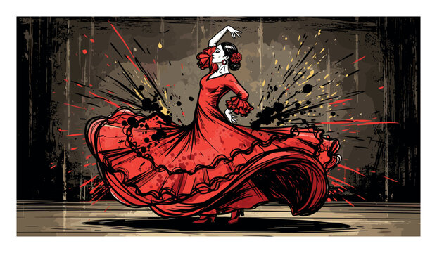 Flamenco Dancer in Red Dress