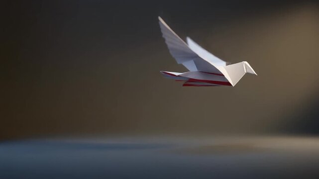 Firefly paper map of America folds into an origami bird flying away symbolizing freedom.