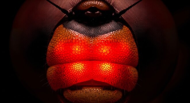 Extreme Macro Closeup of a Fireflys Glowing Abdomen.