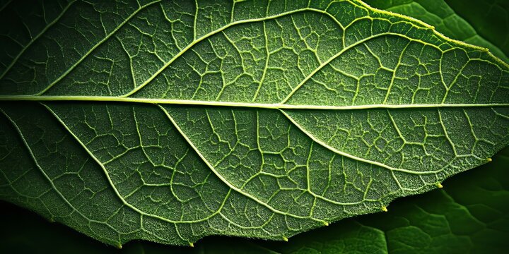 Lush Green Leaf Close-Up Intricate Veins and Vibrant Patterns Showcasing Nature s Beauty