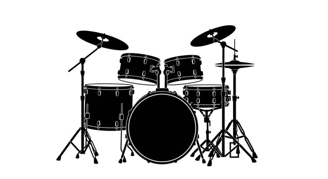Drum kit musical instrument setup.