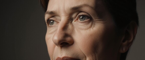 Fototapeta premium A mature Italian woman with a confident look, close-up portrait