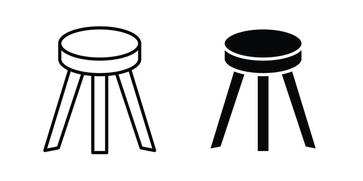 Three legged stool icon - Vector design set