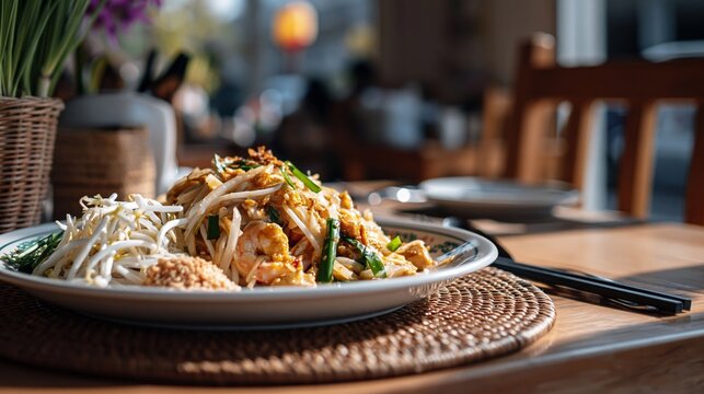 Pad Thai, Thai fried rice noodles with shrimp