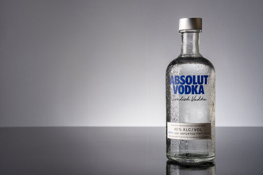 Bottle of Swedish vodka on black background
