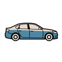 Obraz premium Simple blue car illustration in profile view on white background