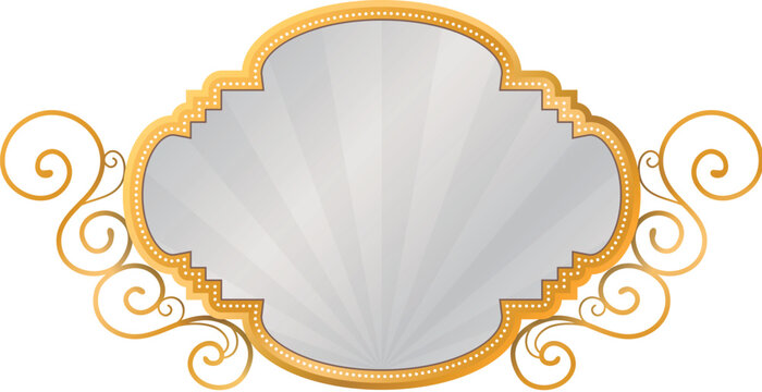 Silver mirror with golden luxury frame