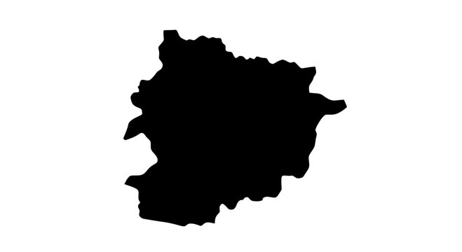andorra map silhouette black isolated on white background, geographic country outline