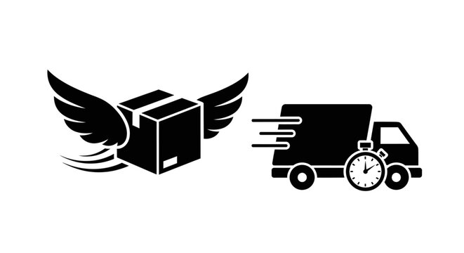 Fast delivery service with winged package.