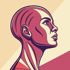 Abstract portrait of a woman's head in profile with portrait abstract illustration stylized feminine creativity identity expression minimalist artistic distinctive © Md