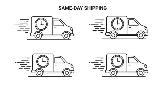 Same day shipping delivery icons set.