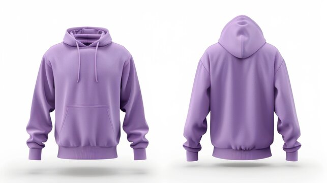 Lavender hoodie floating front and back with soft shadow below