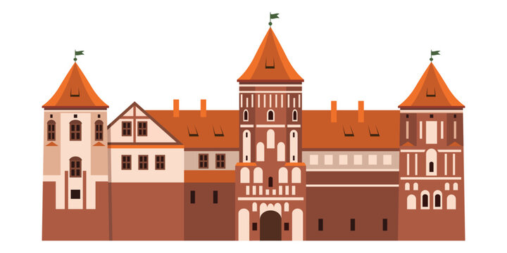 Mir Castle Complex Vector Illustration