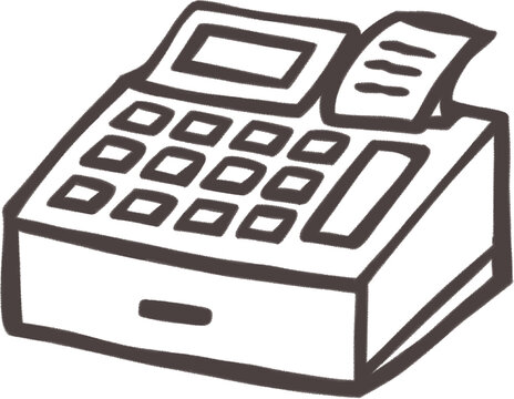 Cash Register Hand Drawn POS Machine Store Payment Illustration Isolated
