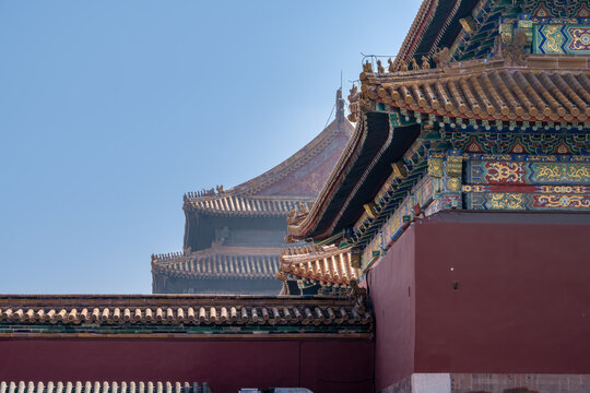 Chinese Ancient Architecture with Ornate Roofs